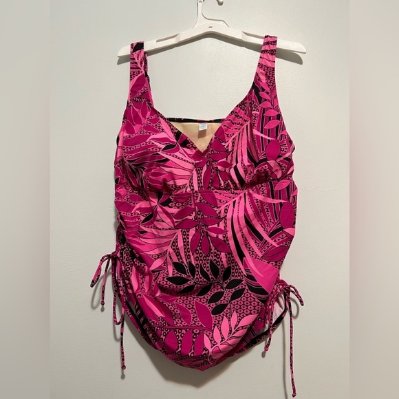 TROPICAL ESCAPE cocao wave Pink Swim Tankini - Picture 1 of 13